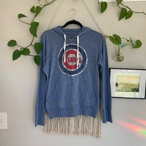 Blue zip up Cubs hoodie
